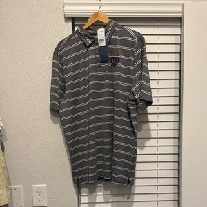 Gray Striped TCU Polo Shirt